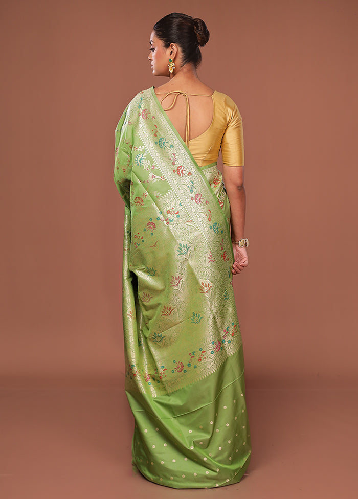 Green Katan Silk Saree With Blouse Piece