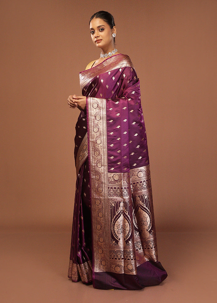 Purple Uppada Silk Saree With Blouse Piece