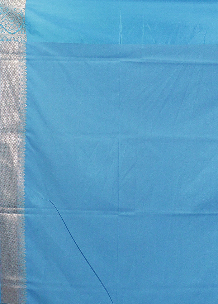 Blue Tissue Silk Saree With Blouse Piece