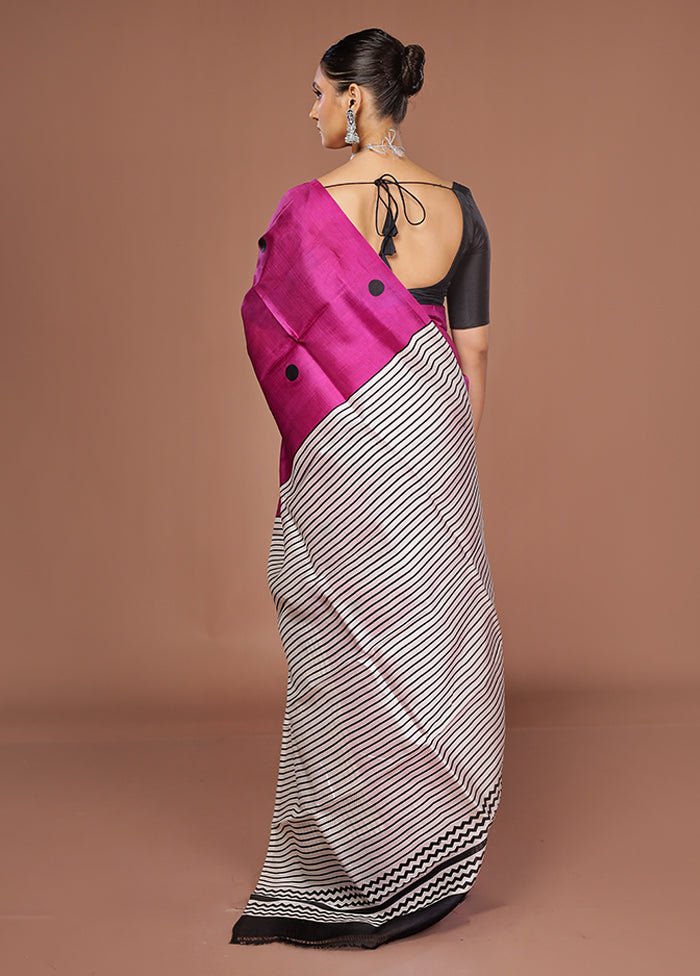 Pink Printed Silk Saree Without Blouse Piece