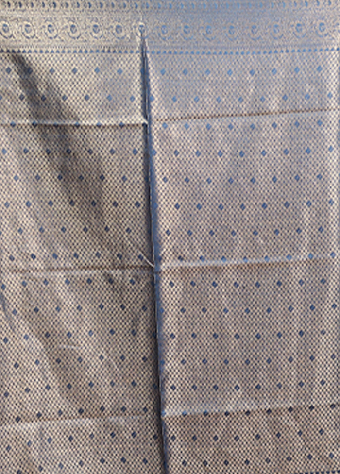 Blue Tussar Silk Saree With Blouse Piece