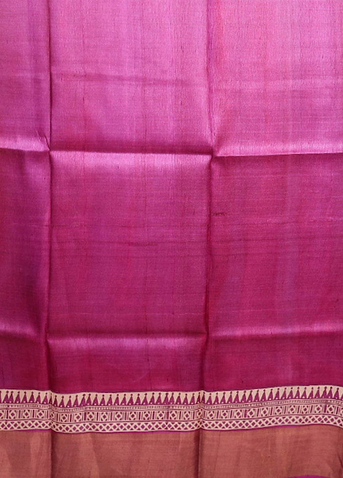 Cream Tussar Silk Saree With Blouse Piece
