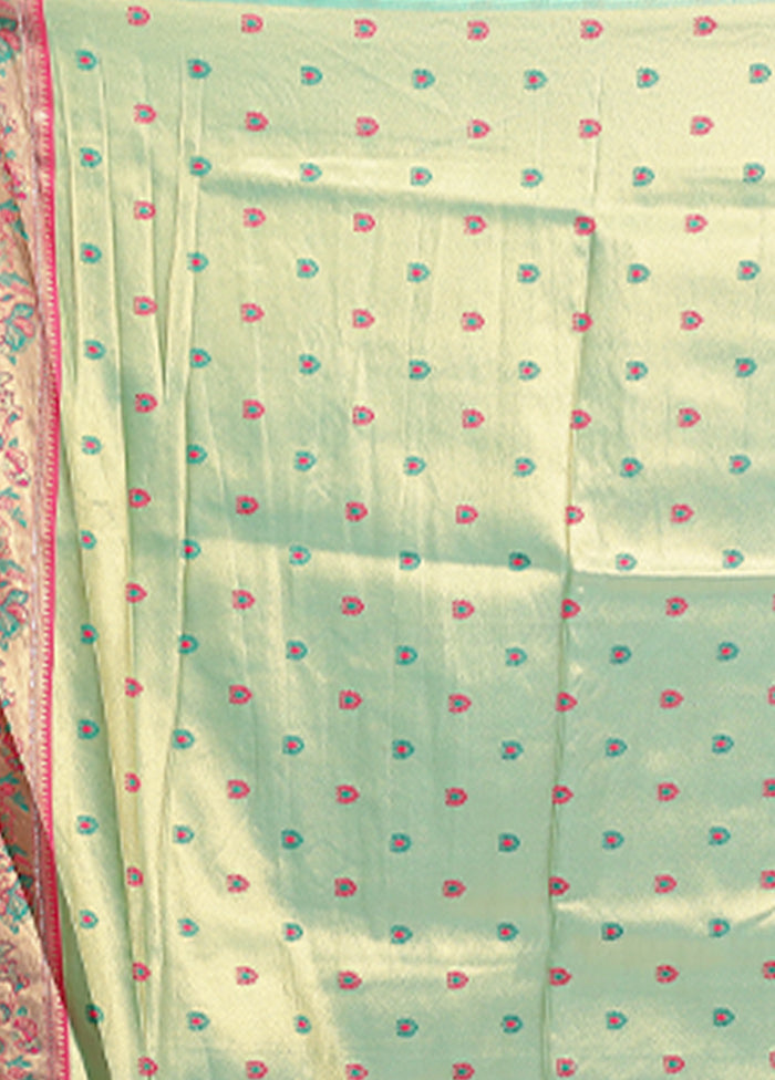 Green Handloom Dupion Pure Silk Saree With Blouse Piece