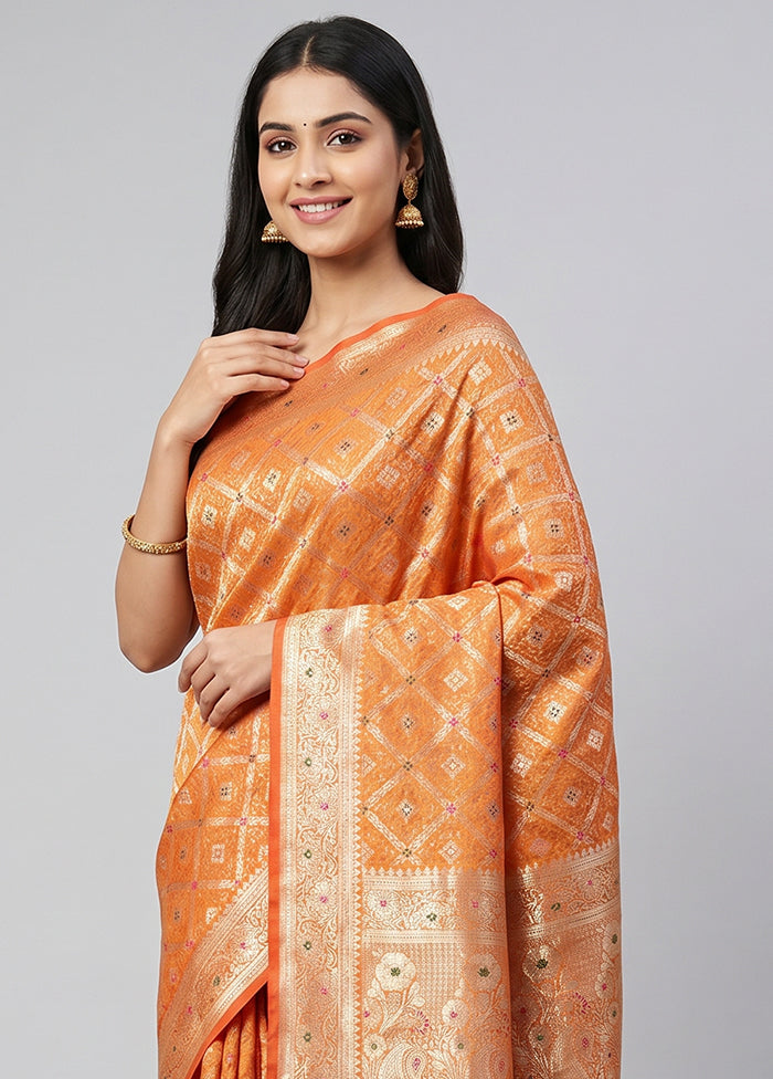 Yellow Dupion Silk Saree With Blouse Piece