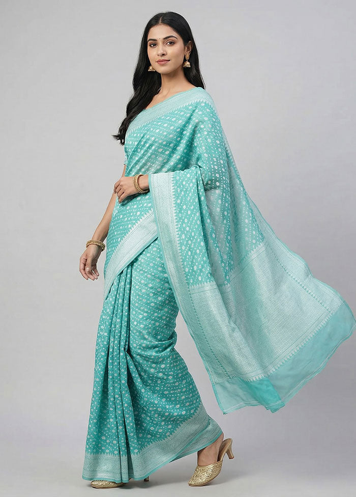 Green Kora Silk Saree With Blouse Piece
