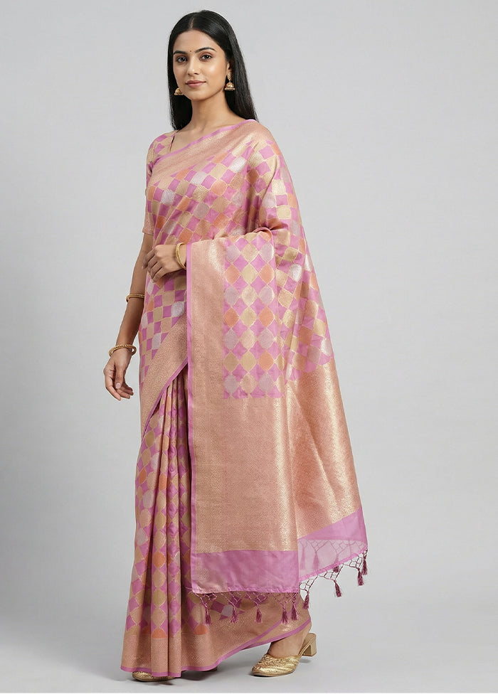 Purple Kora Silk Saree With Blouse Piece