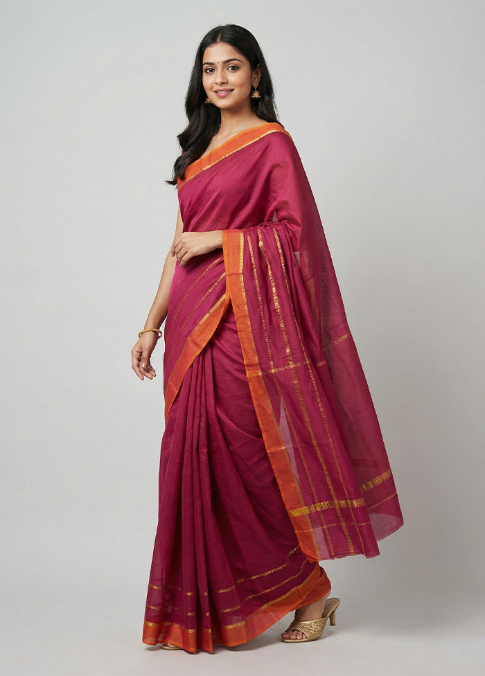 Maroon Kanjivaram Silk Saree With Blouse Piece