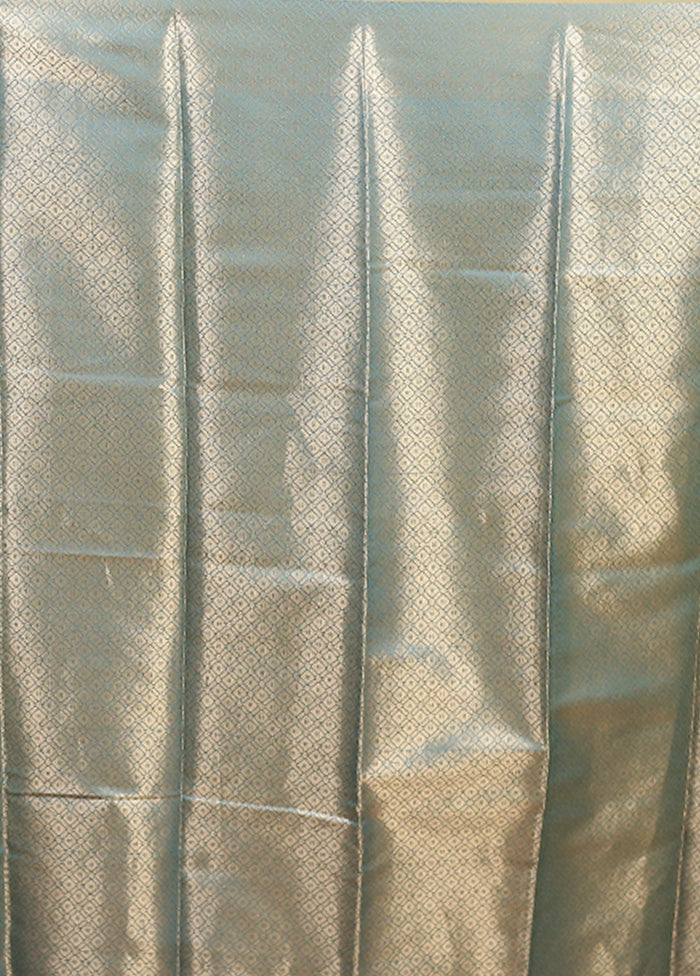 Blue Dupion Silk Saree With Blouse Piece