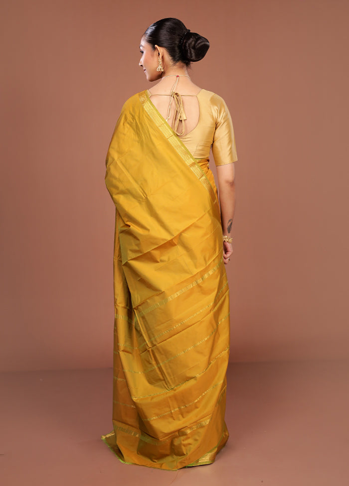 Green Kanjivaram Silk Saree With Blouse Piece