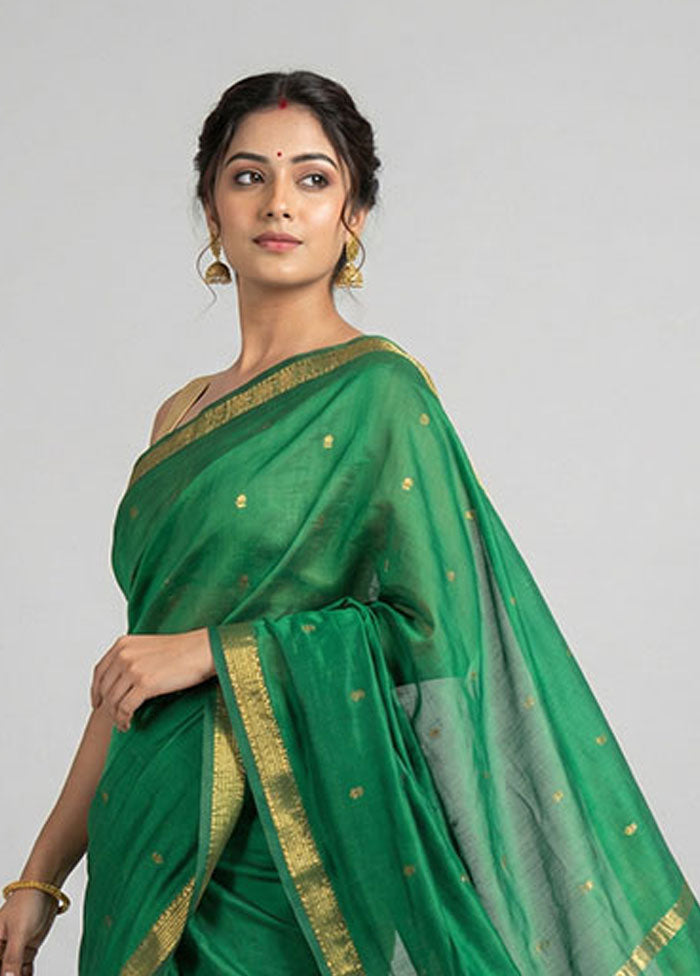 Green Kanjivaram Silk Saree With Blouse Piece