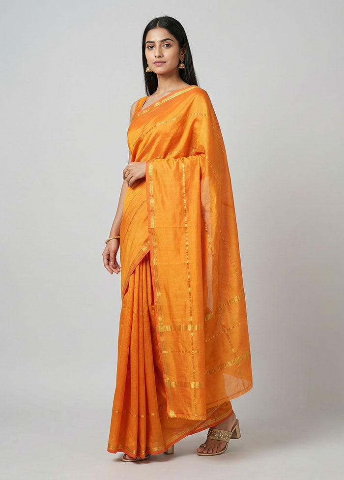 Yellow Kanjivaram Silk Saree With Blouse Piece