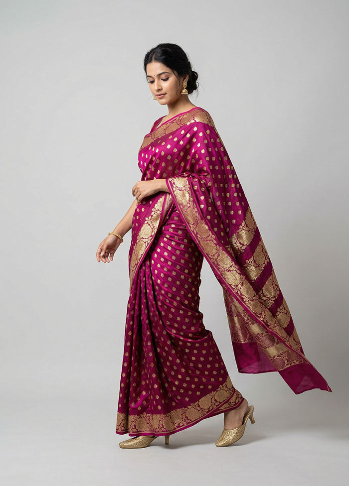 Purple Banarasi Silk Saree With Blouse Piece