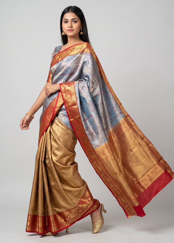 Green Handloom Kanchipuram Pure Silk Saree With Blouse Piece