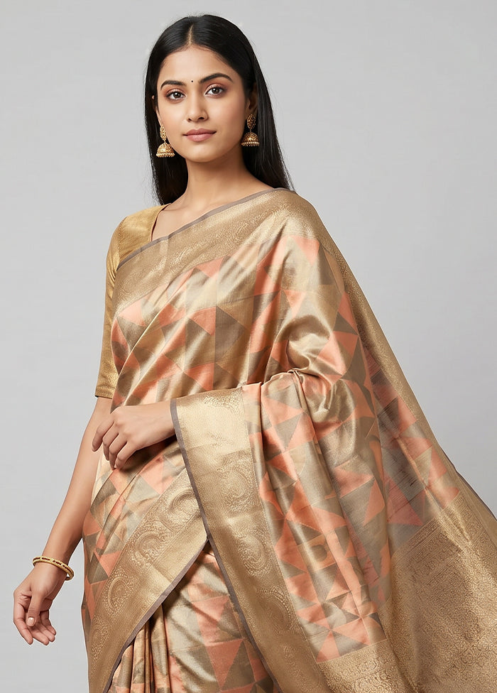 Yellow Tissue Silk Saree With Blouse Piece