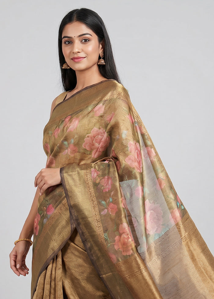 Green Tissue Silk Saree With Blouse Piece