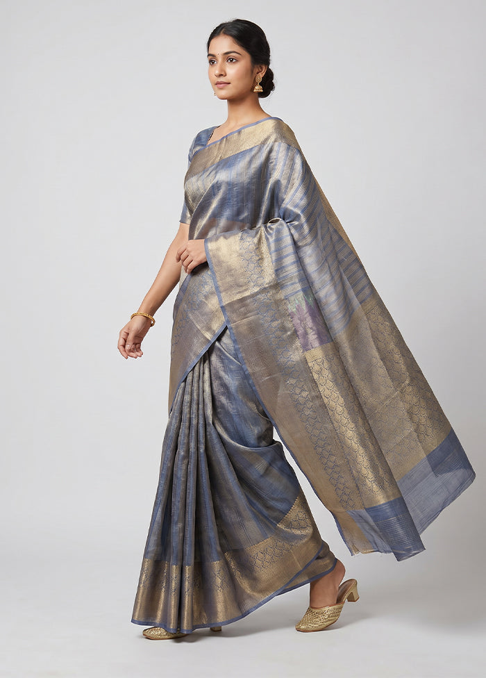 Purple Tissue Silk Saree With Blouse Piece