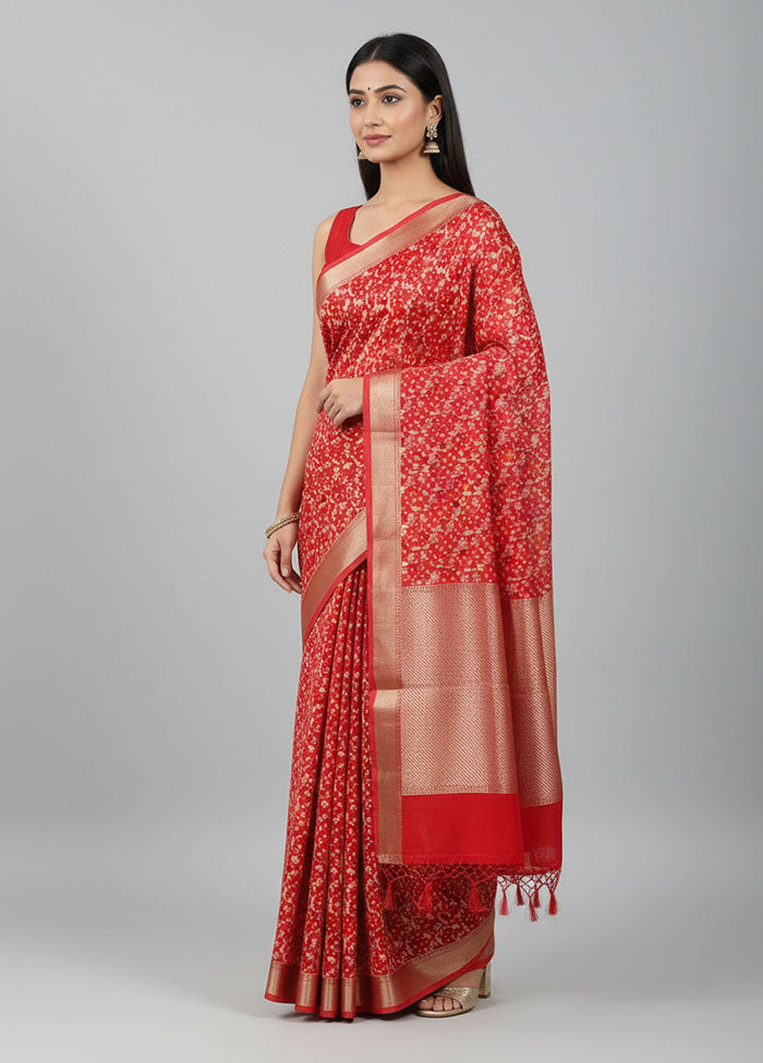 Pink Kora Silk Saree With Blouse Piece