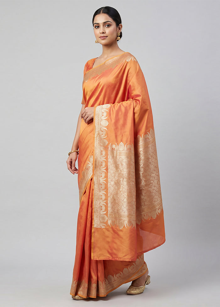 Yellow Katan Silk Saree With Blouse Piece
