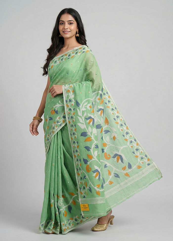 Green Matka Silk Saree With Blouse Piece