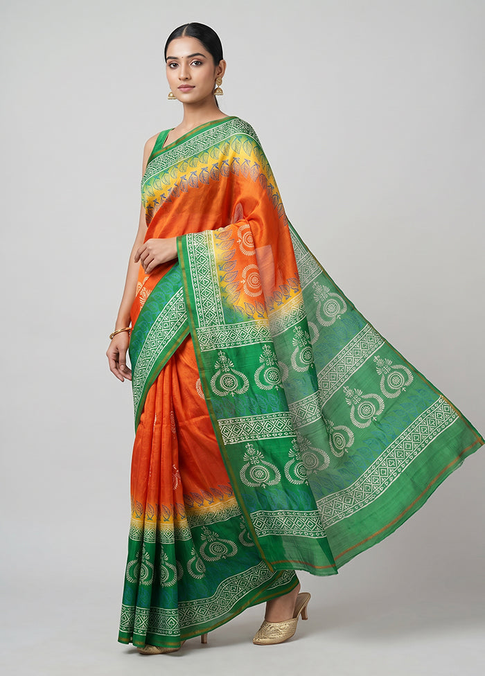 Pink Printed Pure Silk Saree Without Blouse Piece