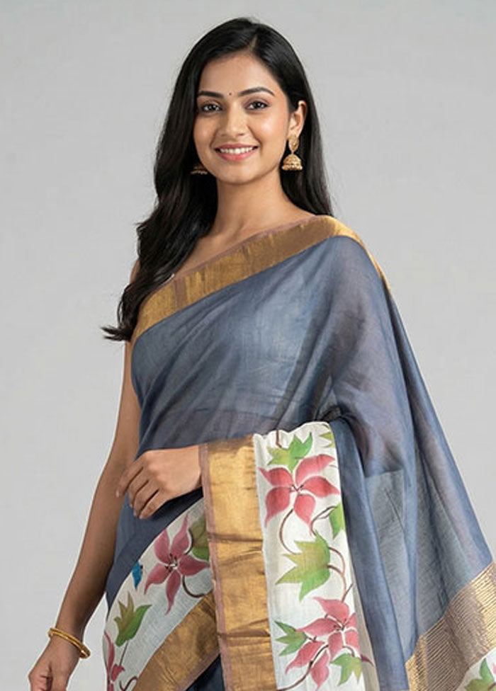 Green Chanderi Silk Saree With Blouse Piece
