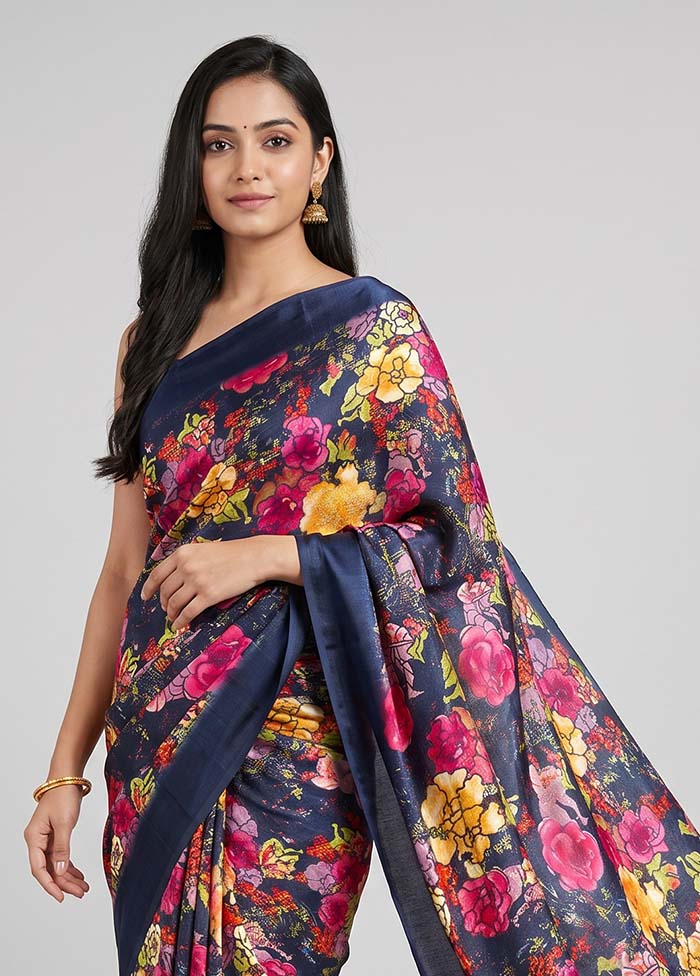Purple Georgette Saree With Blouse Piece