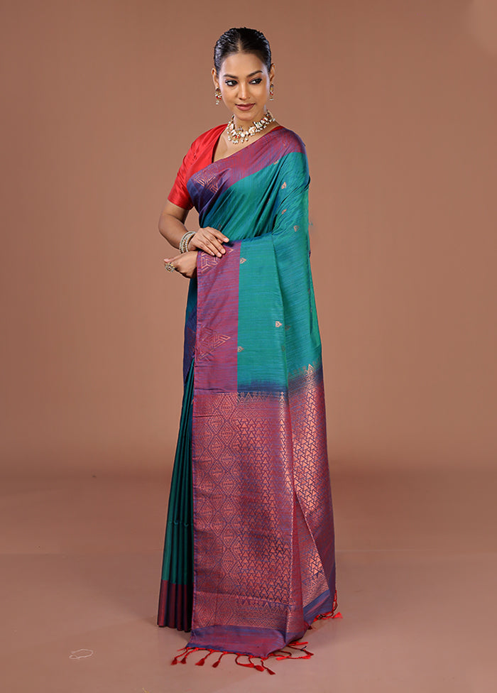 Green Kanjivaram Silk Saree With Blouse Piece