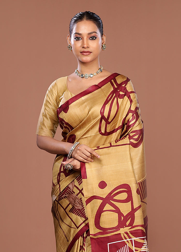 Purple Printed Pure Silk Saree Without Blouse Piece