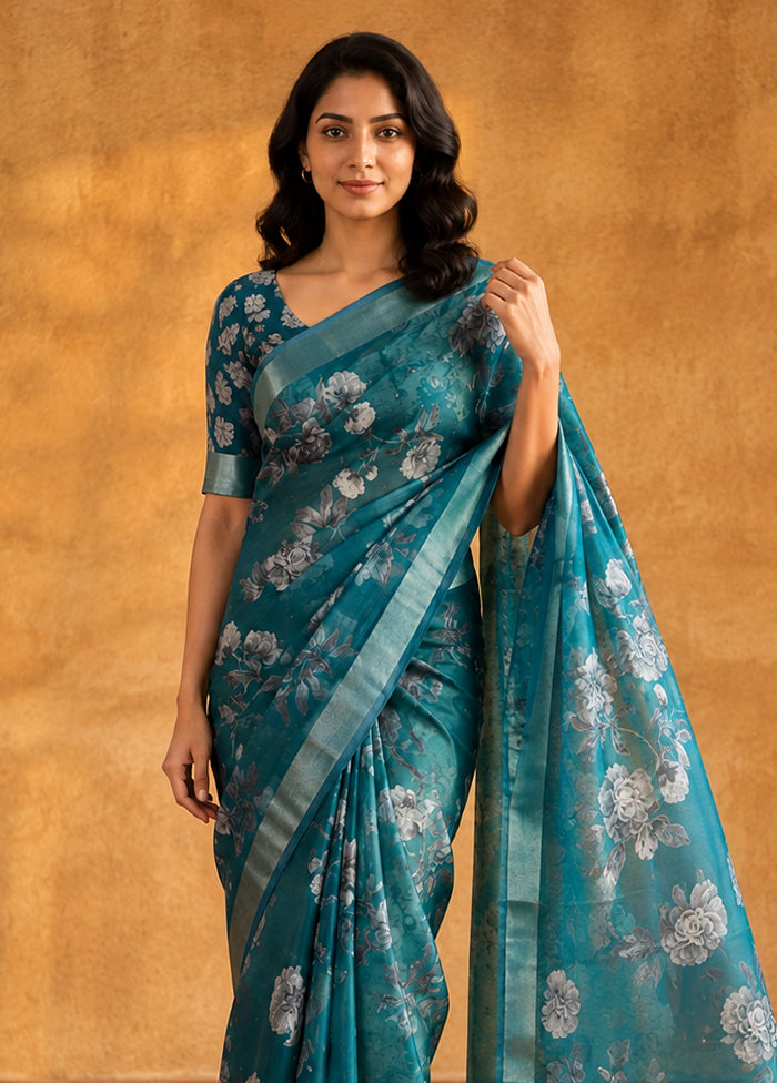 Green Tussar Silk Saree With Blouse Piece
