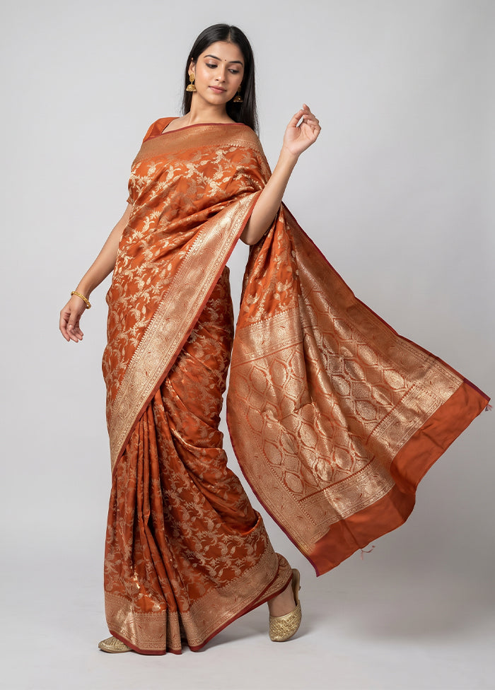 Maroon Banarasi Silk Saree With Blouse Piece