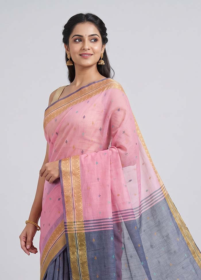 Blue Matka Silk Saree With Blouse Piece