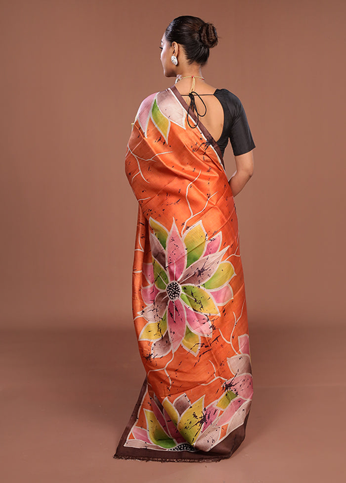 Pink Printed Silk Saree Without Blouse Piece