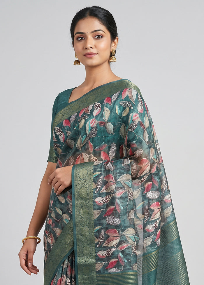 Green Tussar Silk Saree With Blouse Piece