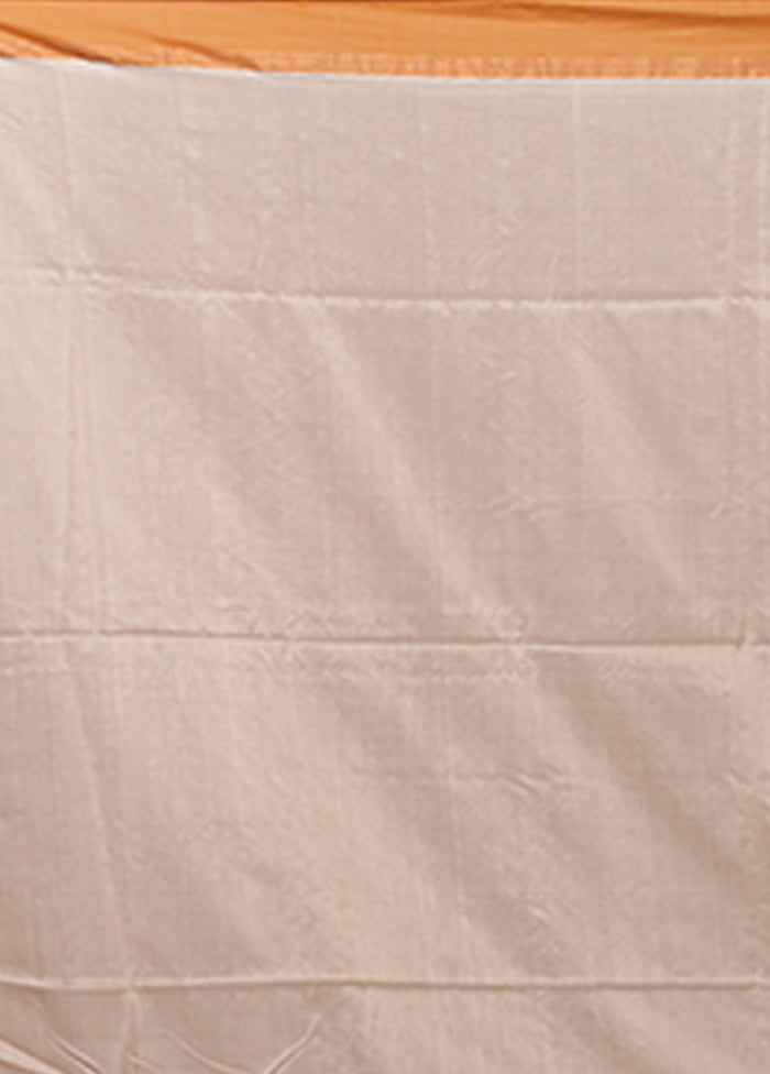 Cream Handloom Matka Silk Saree With Blouse Piece
