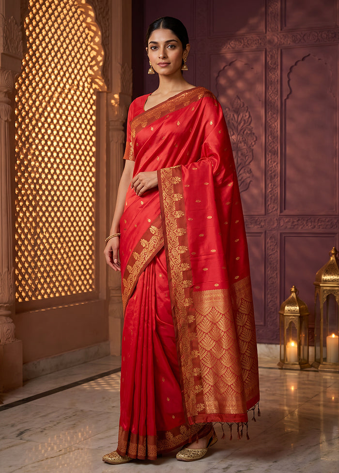 Pink Handloom Kanjivaram Pure Silk Saree With Blouse Piece