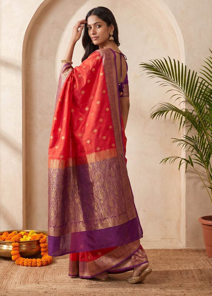Red Katan Silk Saree With Blouse Piece