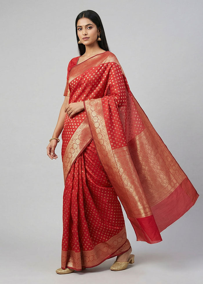 Maroon Dupion Silk Saree With Blouse Piece