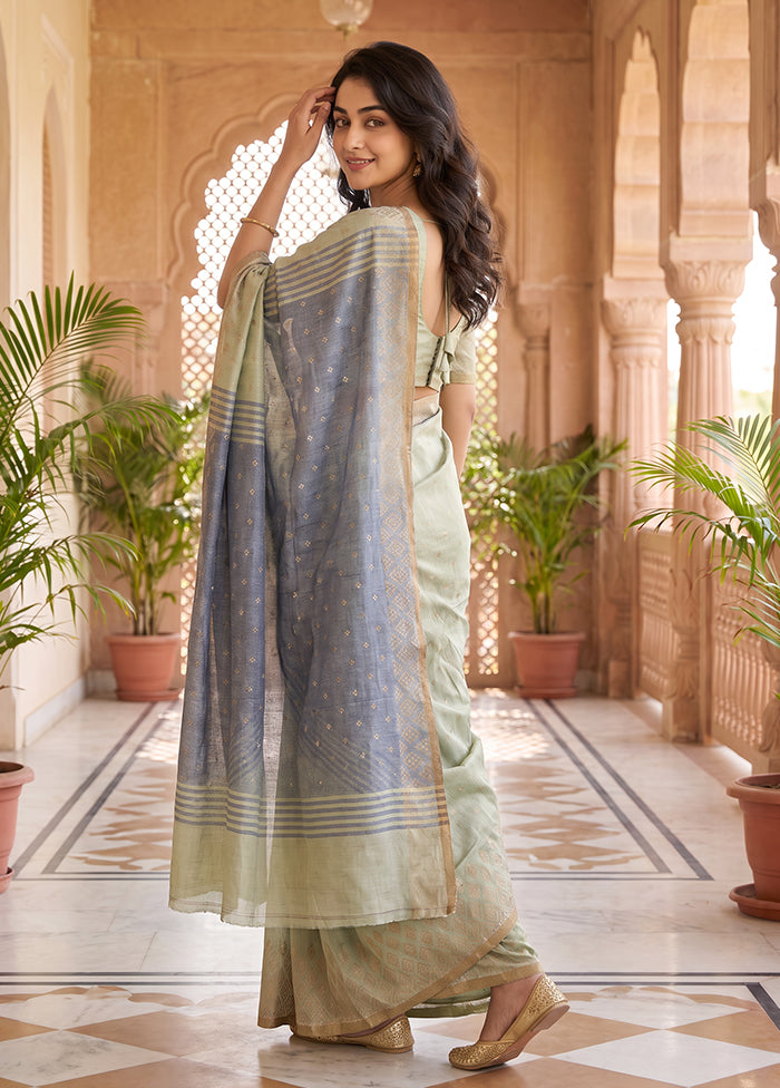 Cream Matka Silk Saree With Blouse Piece