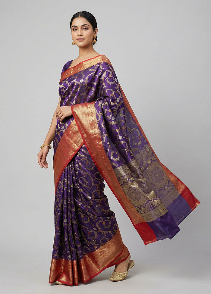 Blue Dupion Silk Saree With Blouse Piece