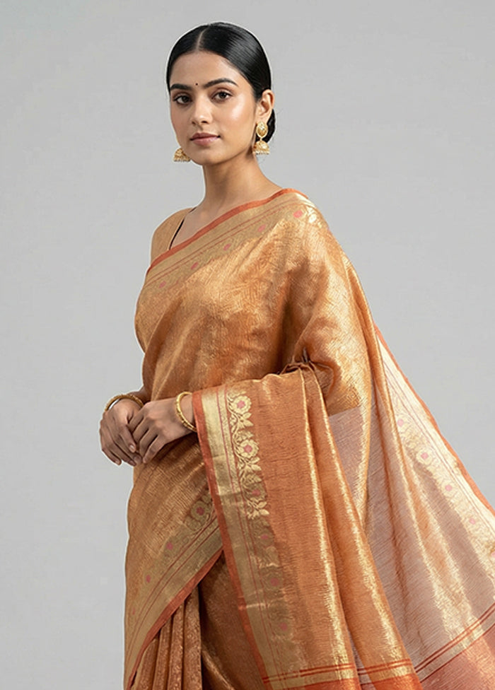 Pink Tissue Silk Saree With Blouse Piece