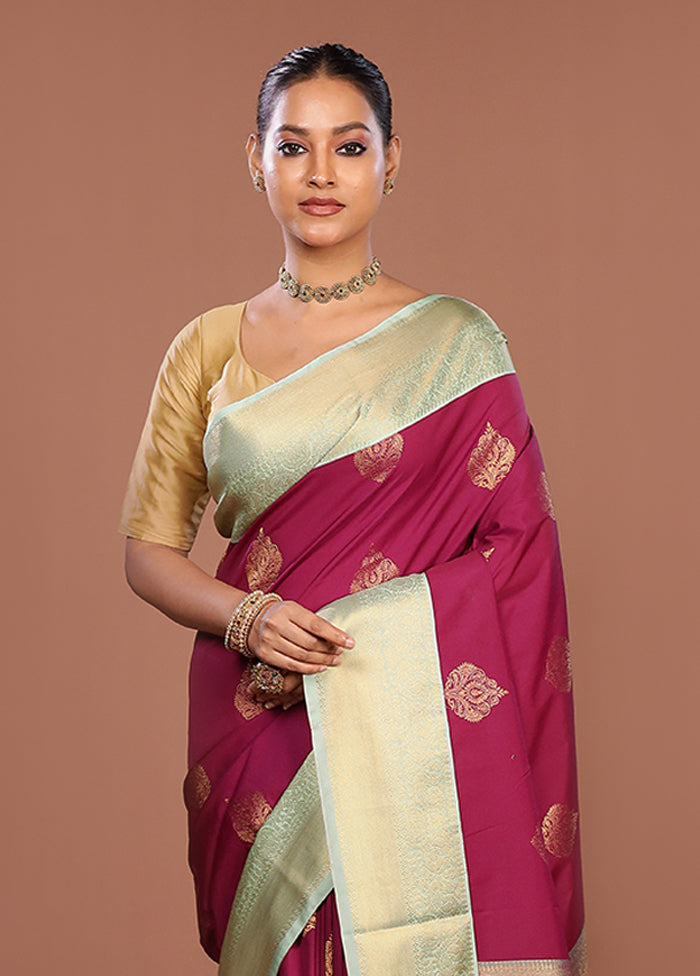 Pink Kanjivaram Silk Saree With Blouse Piece