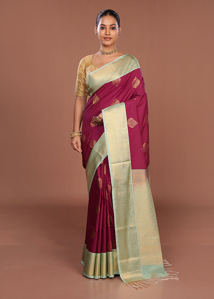 Pink Kanjivaram Silk Saree With Blouse Piece