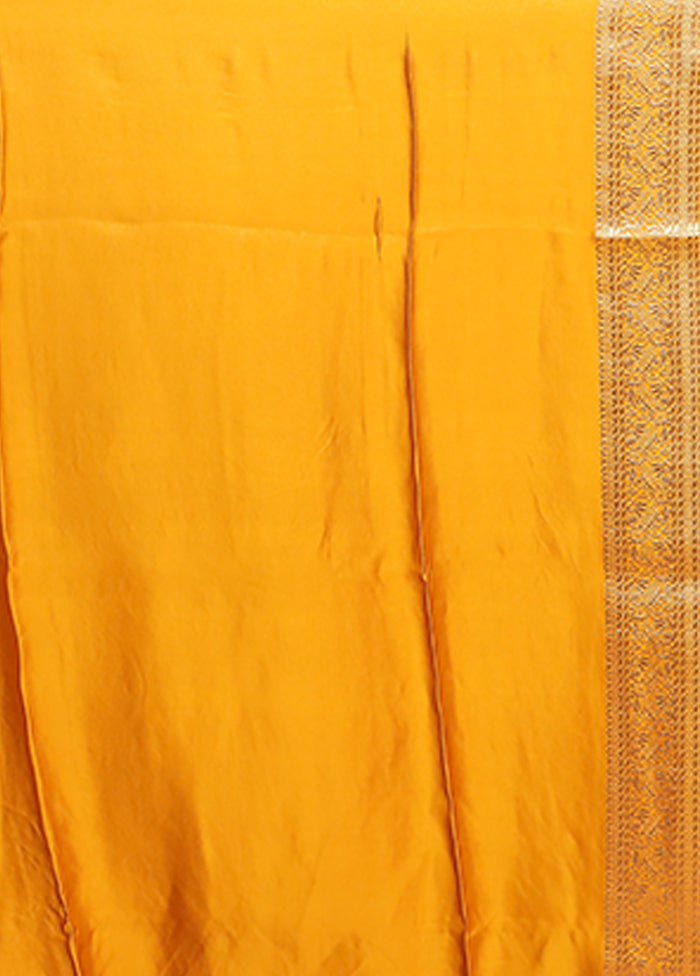 Yellow Dupion Silk Saree With Blouse Piece