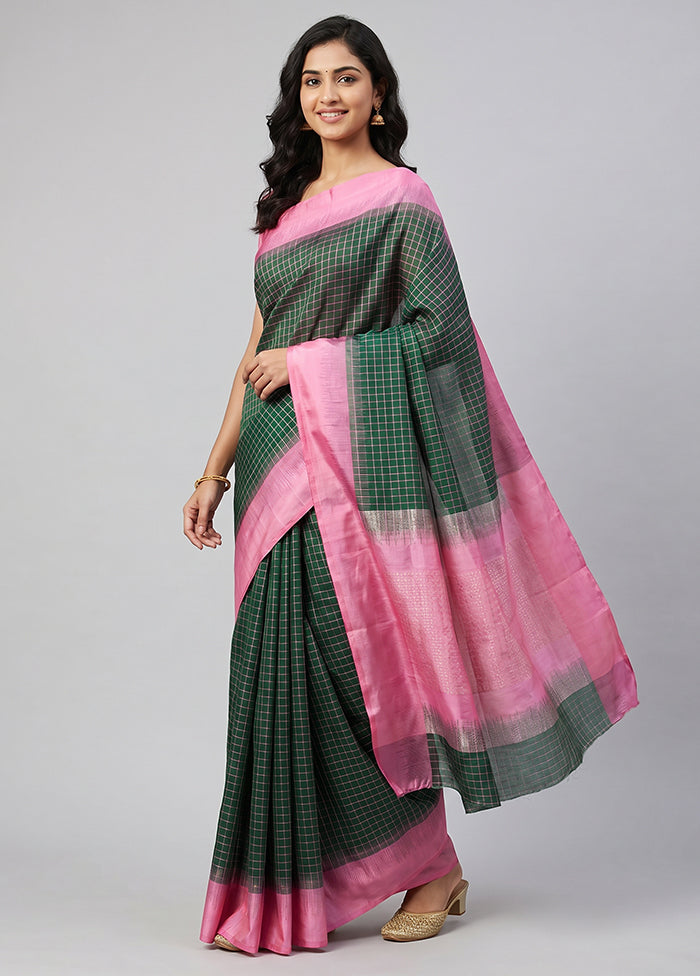 Green Handloom Kanchipuram Pure Silk Saree With Blouse Piece