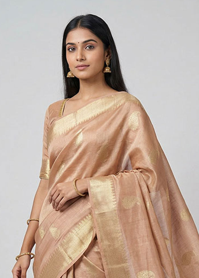 Pink Tissue Silk Saree With Blouse Piece