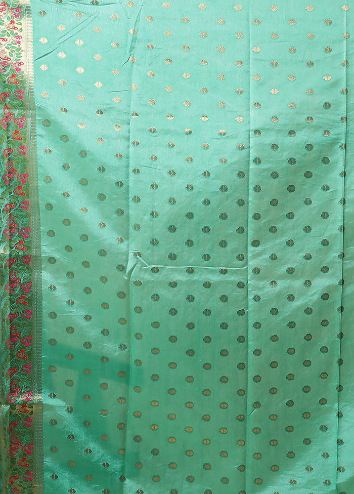 Green Dupion Silk Saree With Blouse Piece
