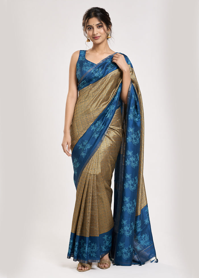 Yellow Banarasi Silk Saree With Blouse Piece