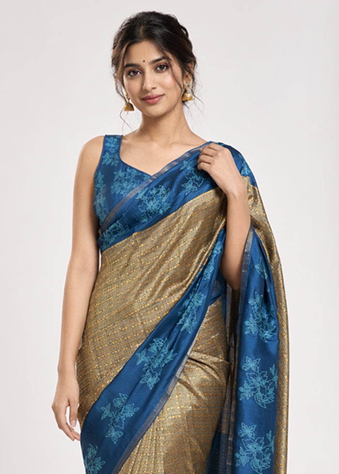 Yellow Banarasi Silk Saree With Blouse Piece