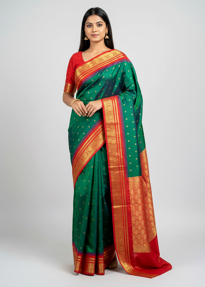 Blue Handloom Kanjivaram Pure Silk Saree With Blouse Piece