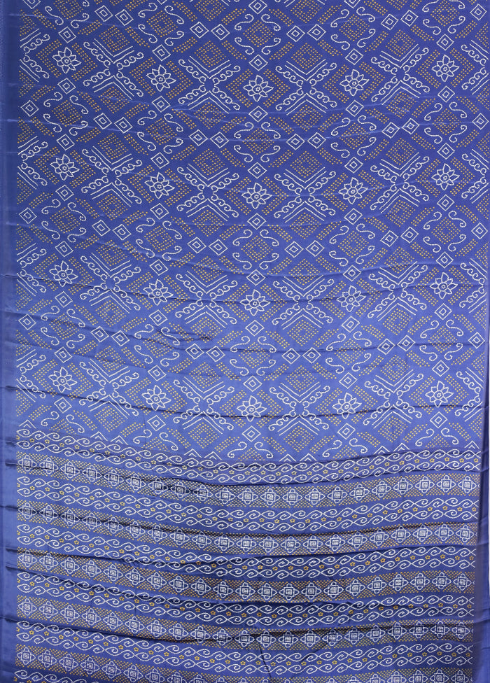 Blue Chiffon Silk Saree With Blouse Piece